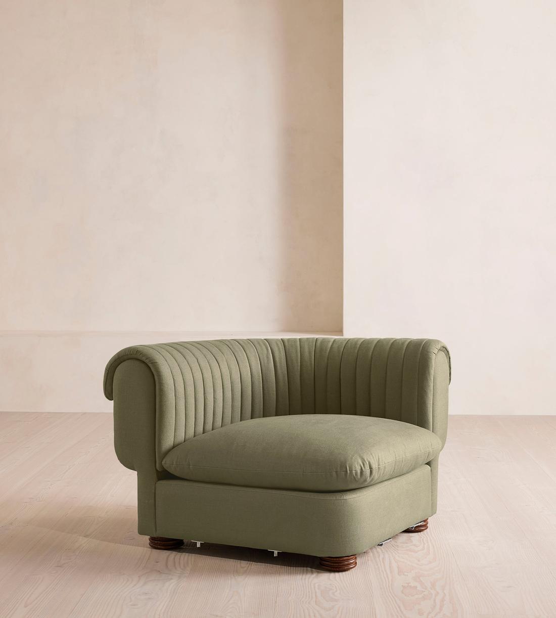 Rava Ottoman - Linen - Sage - Image 1