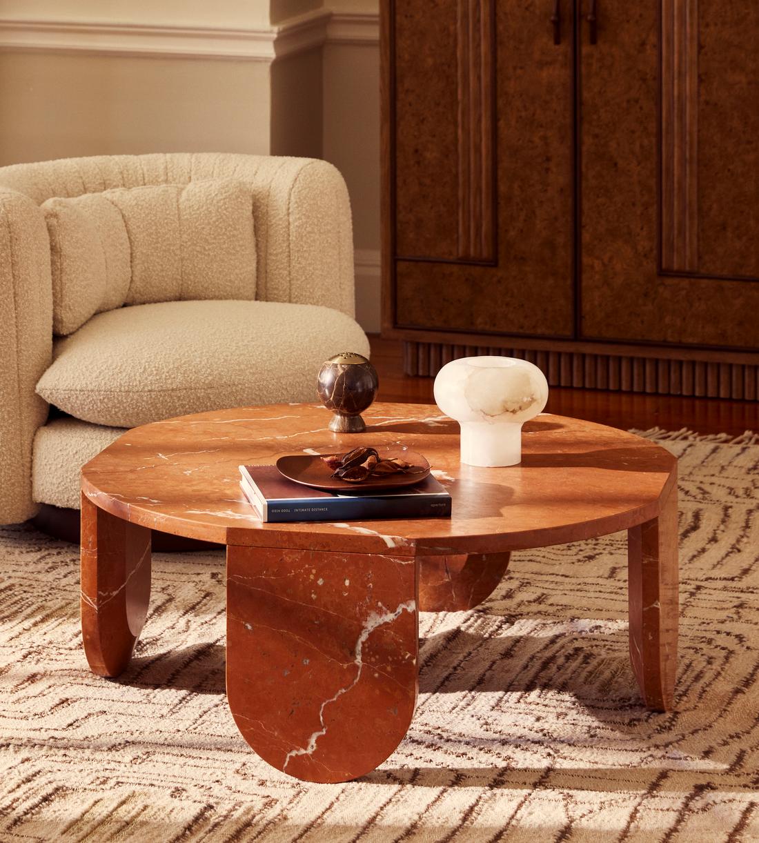 Tobias Coffee Table - Rosso Alicante Marble - Lifestyle - Image 1