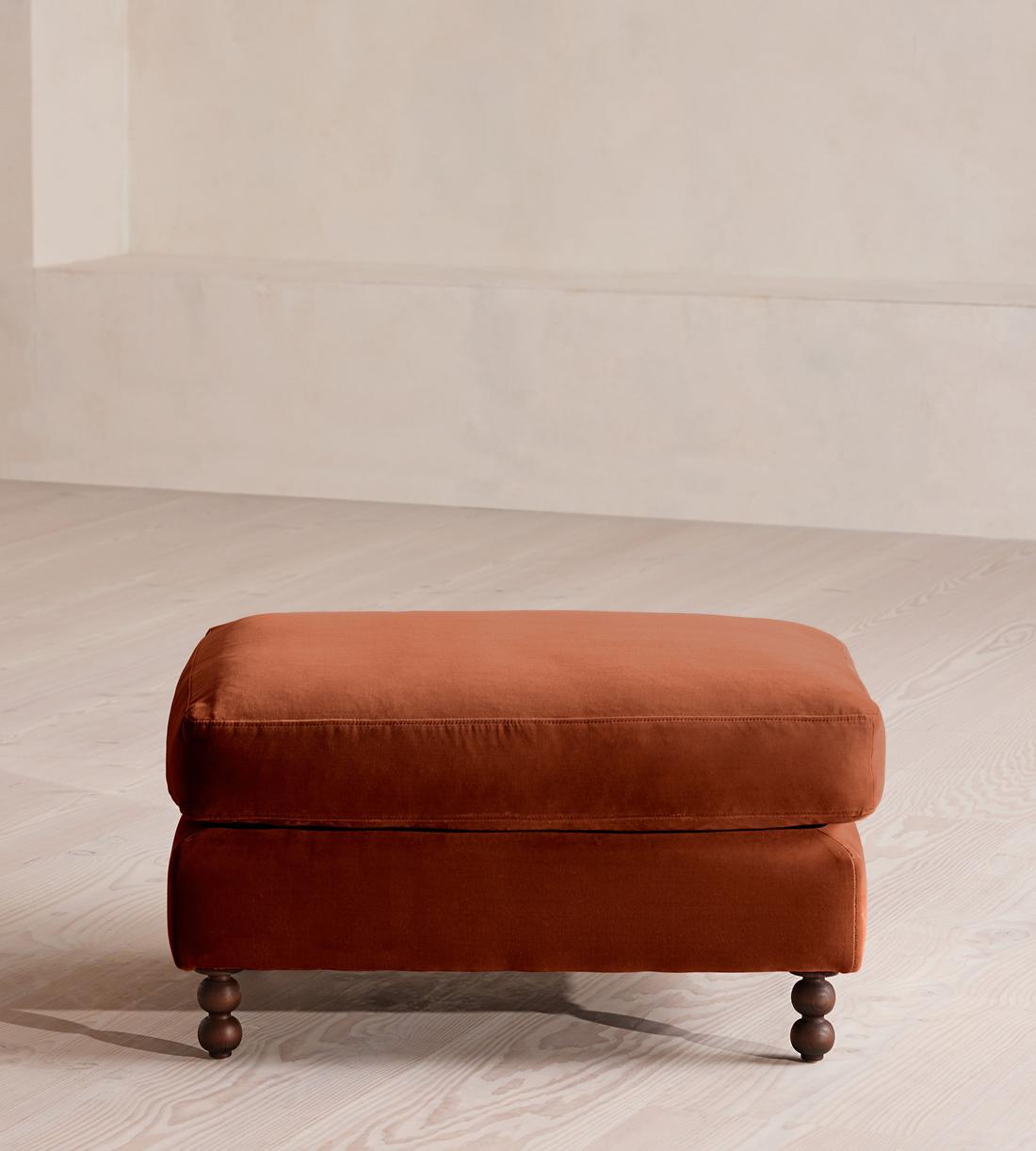Audrey Rectangle Ottoman - Velvet - Rust - Listing - Image 2