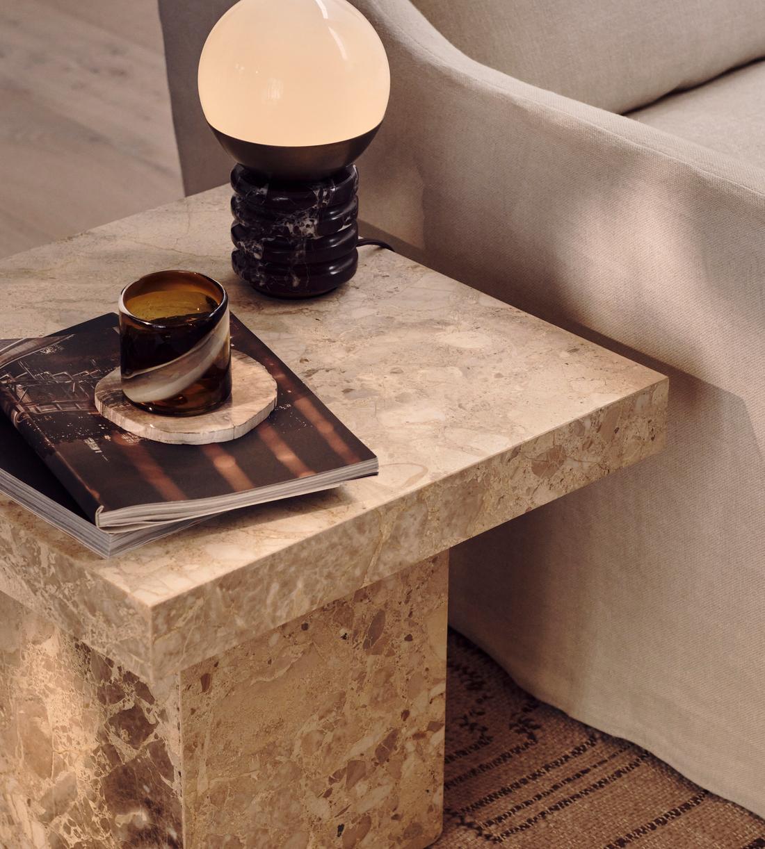 Balfern Petrified Wood Coasters - White - Set of Four - Lifestyle - Image 1