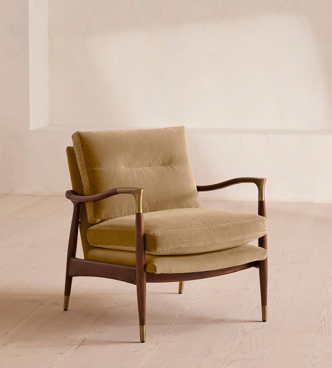 Theodore Armchair - Velvet - Camel - US - Listing - Image 1