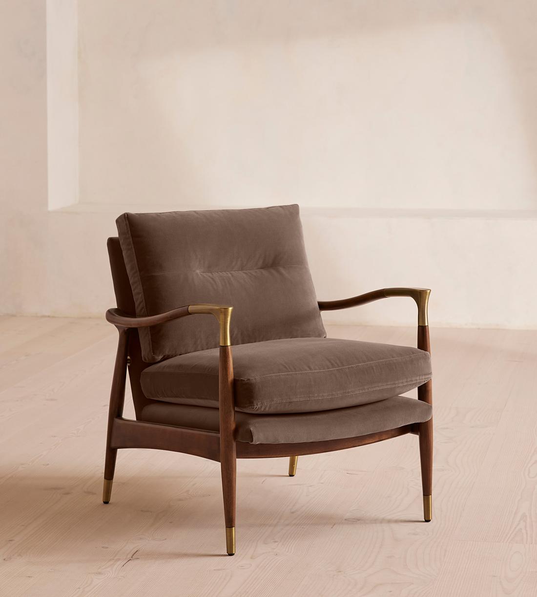 Theodore Armchair - Velvet - Taupe - US - Listing - Image 1