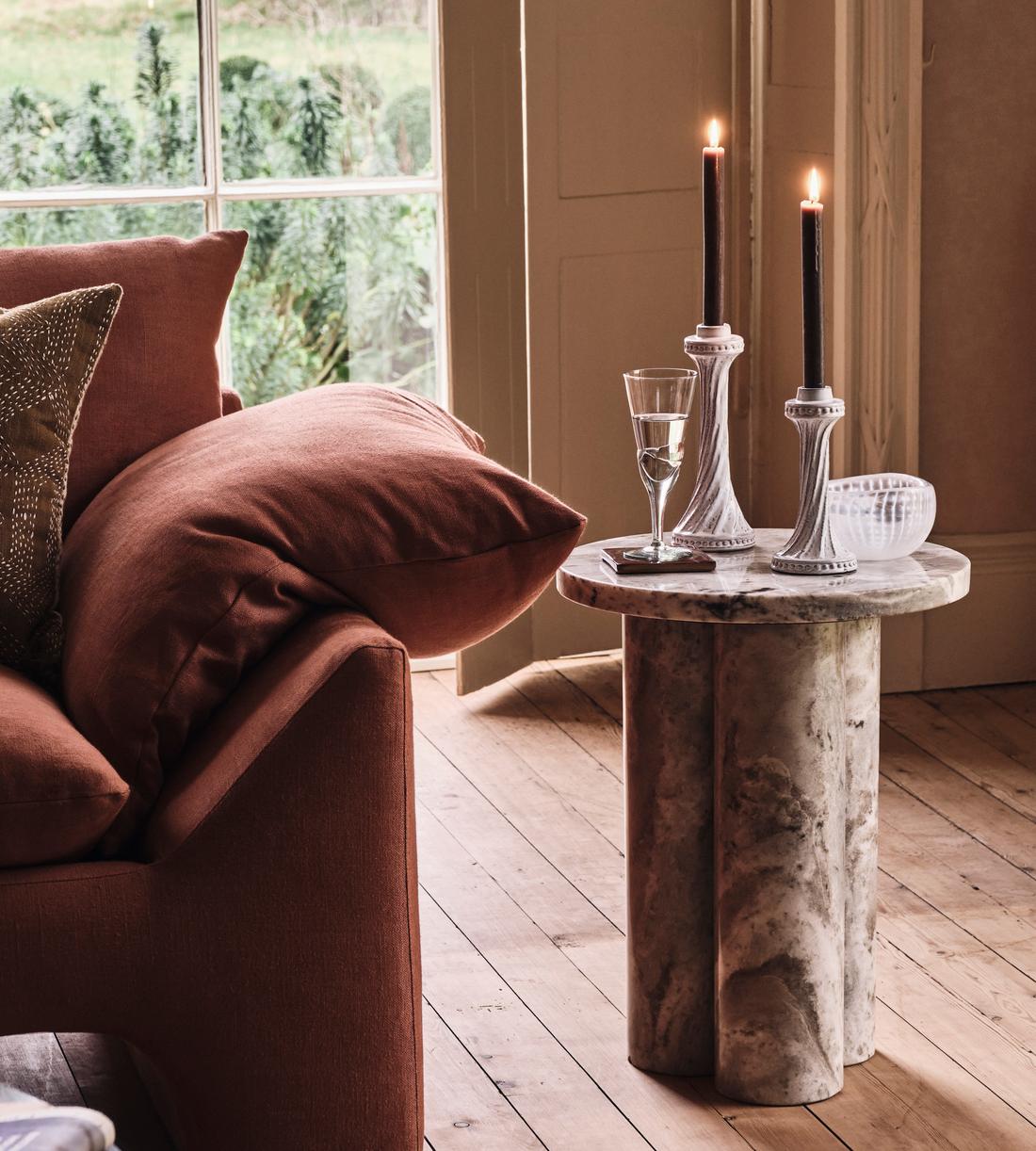 Tisbury Side Table - Brown Marble - Lifestyle - Image 1