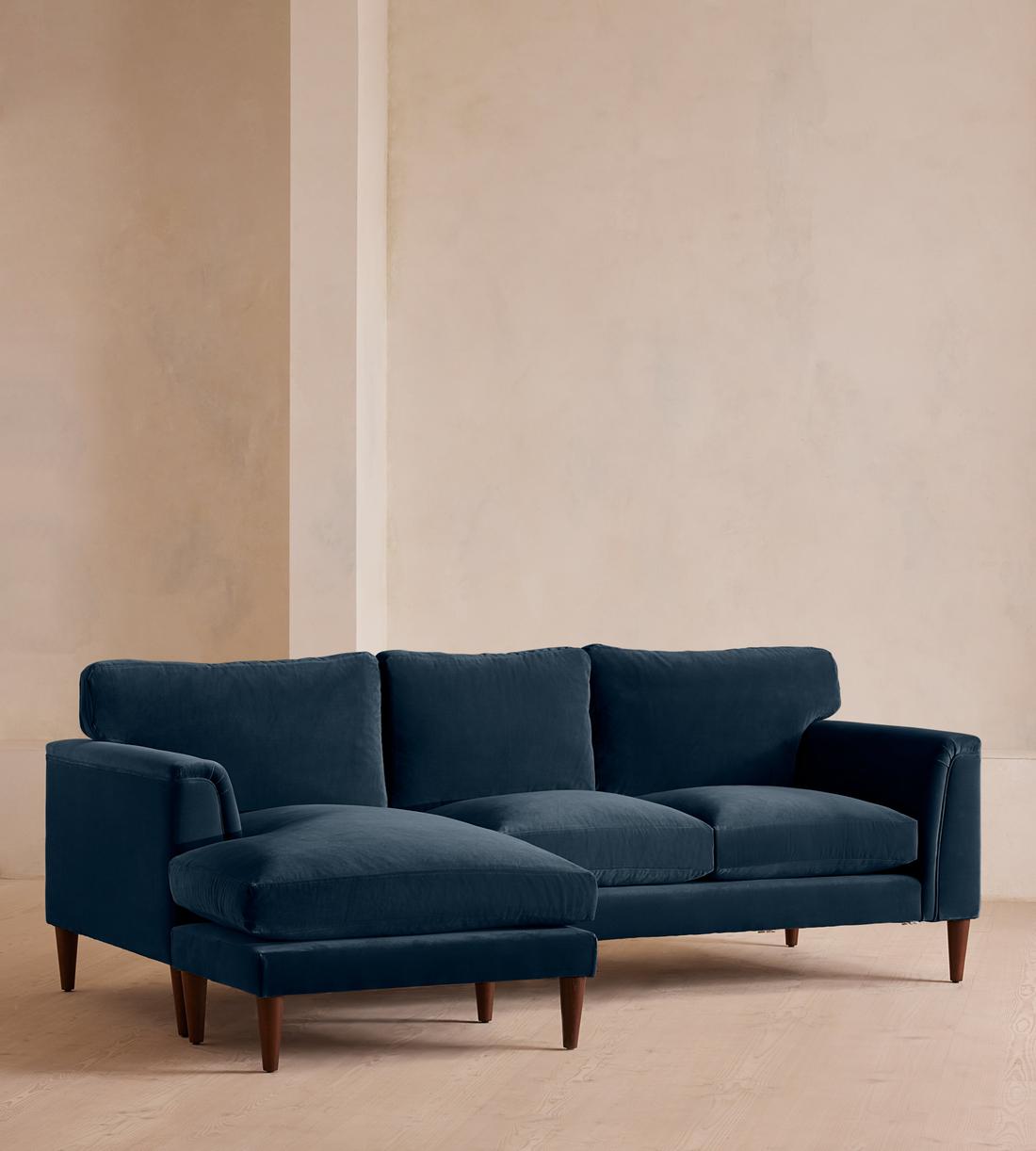 Reya Chaise-end Sofa - Velvet - Royal Blue - Listing - Image 2