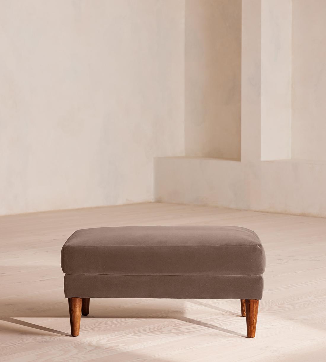 Reya Ottoman - Velvet - Taupe - Listing - Image 1