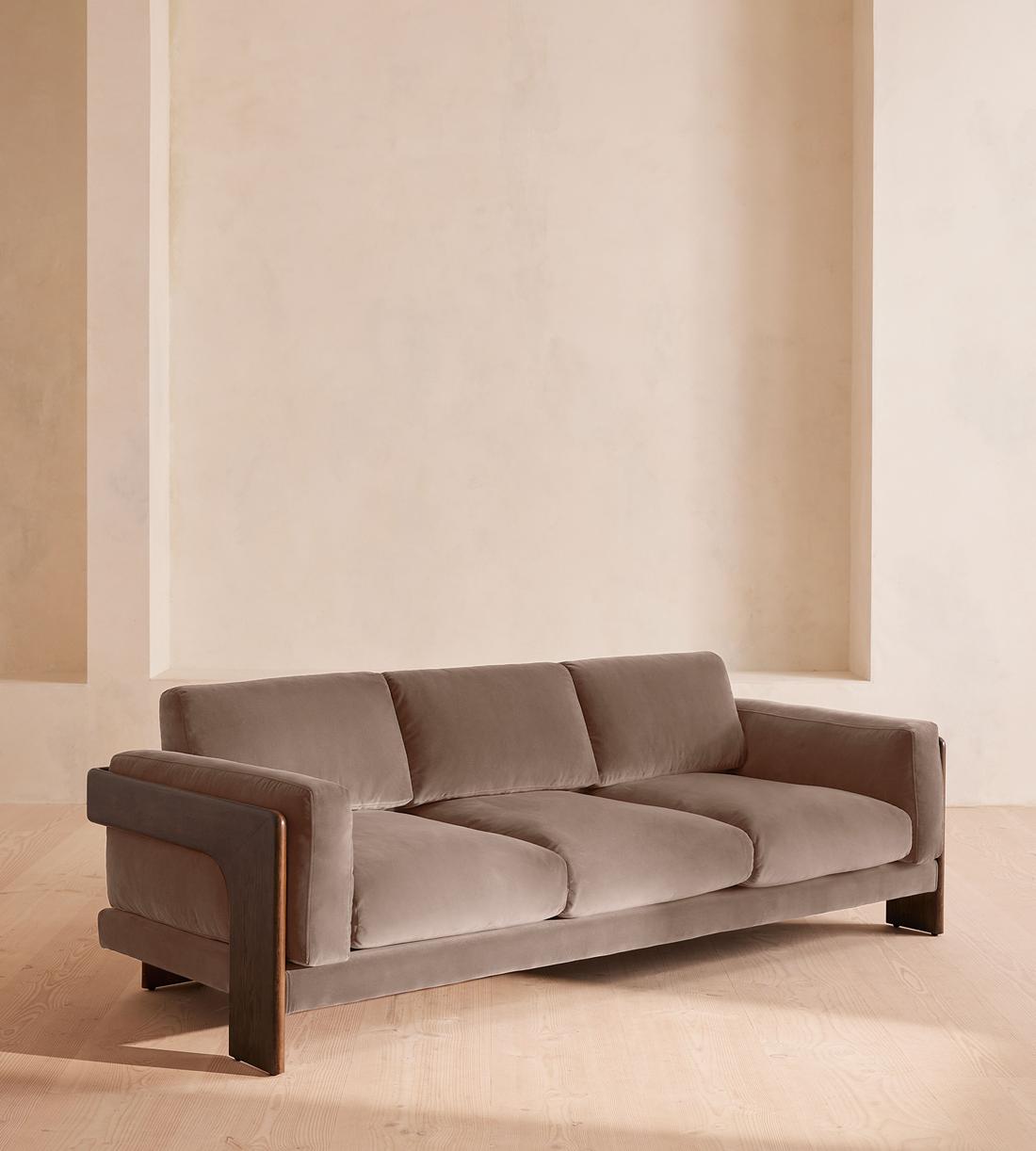 Marcia Three Seater Sofa - Velvet - Taupe - Listing - Image 1