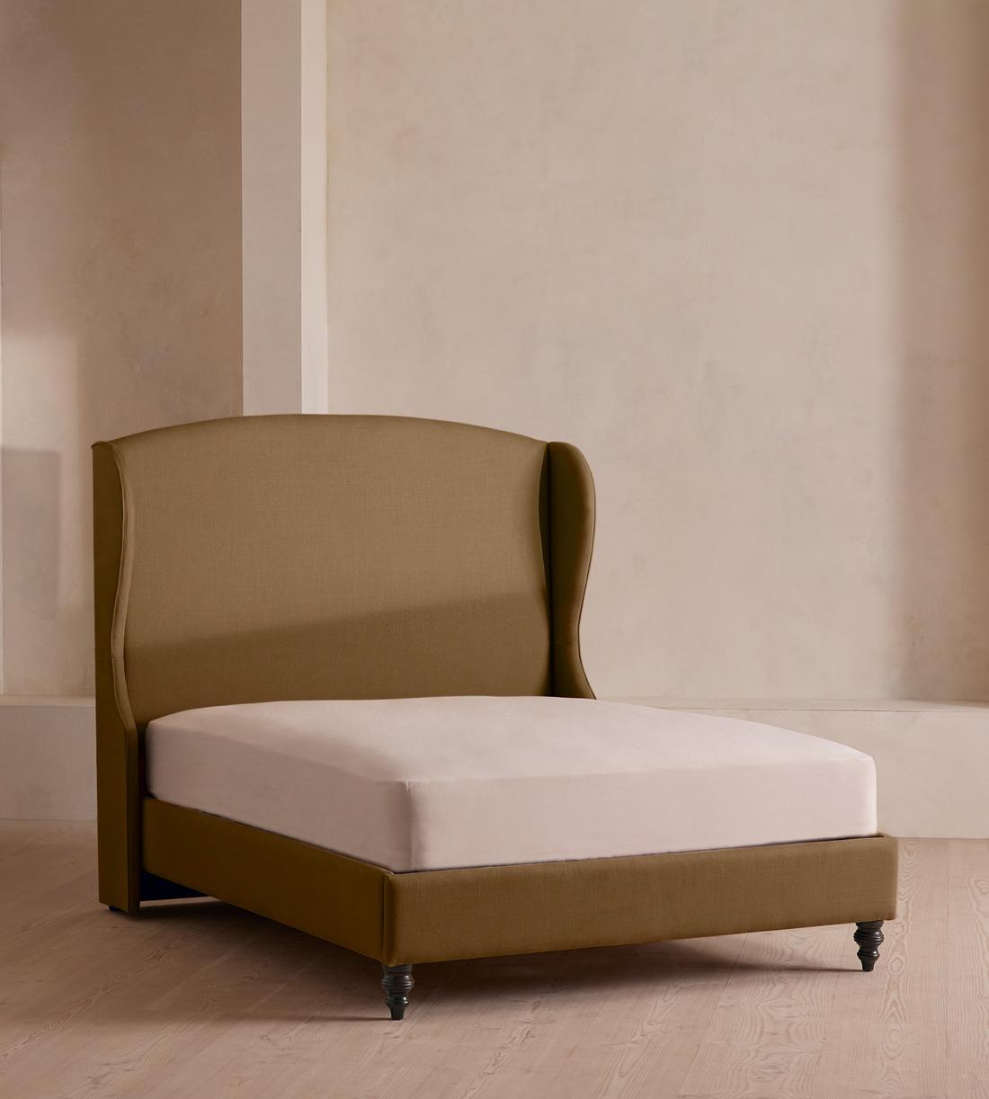 Rivas Bed - King - Linen - Ochre - US - Listing - Image 1