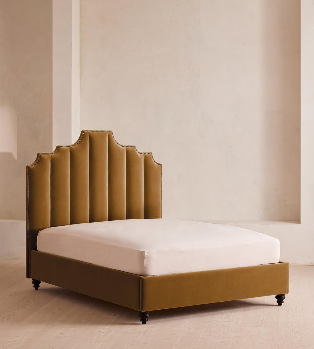 Gerrard Bed - King - Velvet - Mustard - US - Listing - Image 1