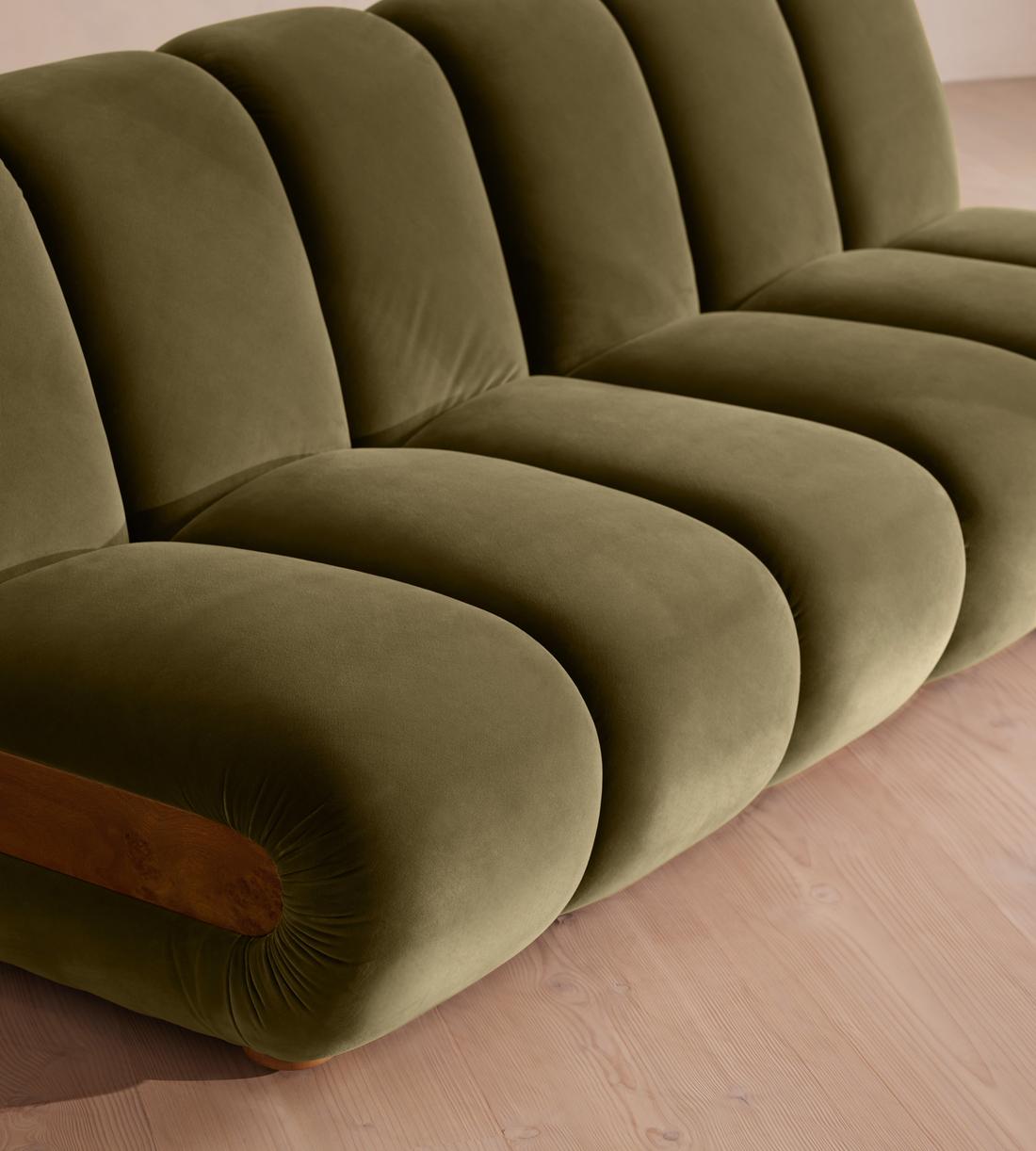 Noelle Sectional Sofa - Four Seater - Velvet - Olive - US - Images - Image 5