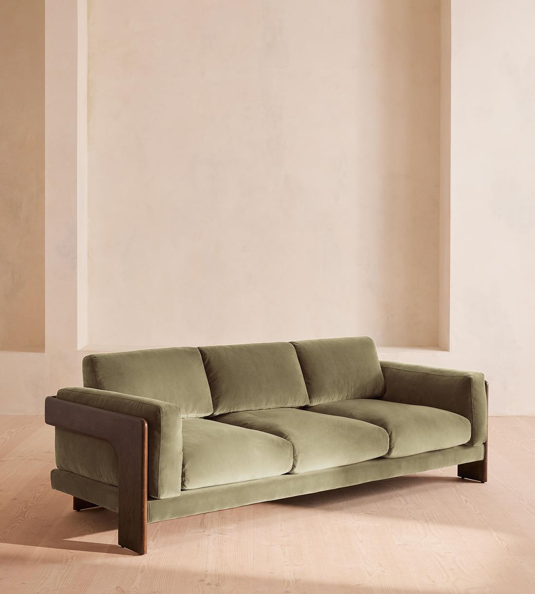 Marcia Three Seater Sofa - Velvet - Lichen - Listing - Image 1