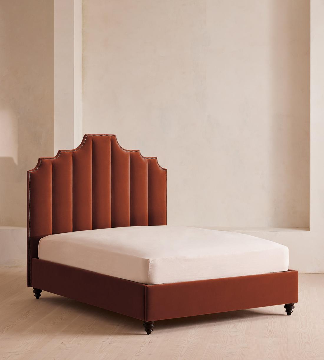 Gerrard Bed - Full - Velvet - Rust - US - Listing - Image 2