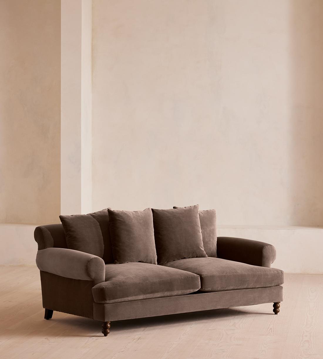 Audrey Two Seater Sofa - Velvet - Taupe - US - Listing - Image 1