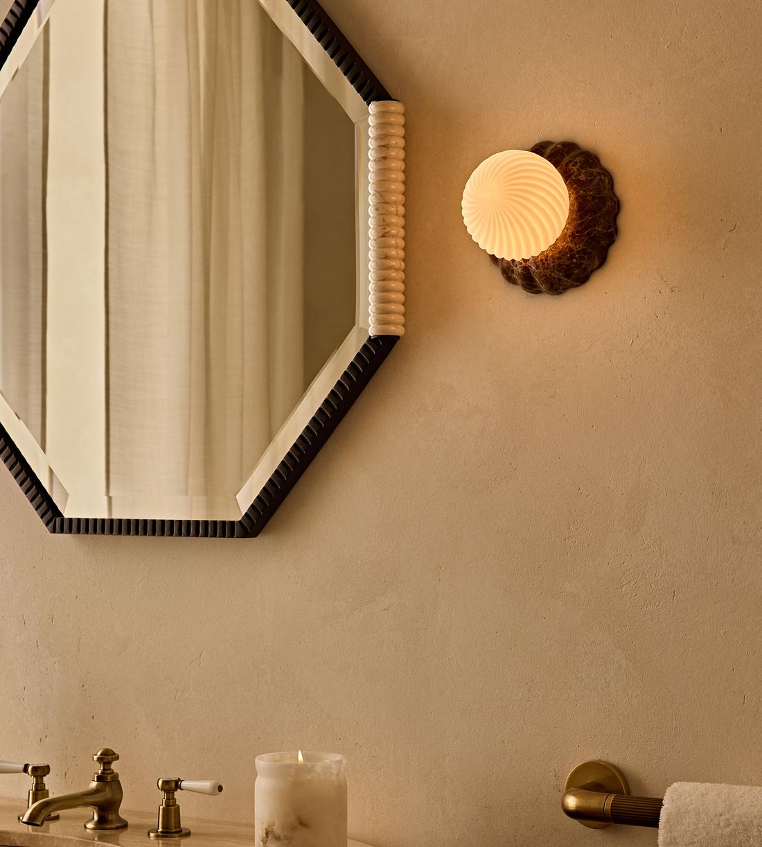 Welton Wall Mirror - Blackened Brass & Travertine - Extra Small - Images - Image 7