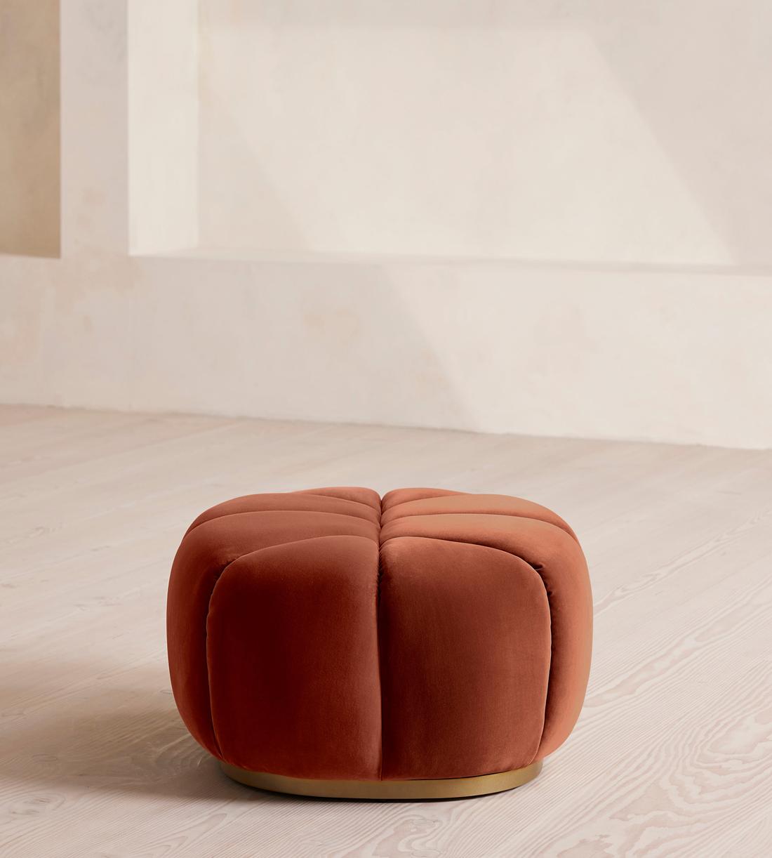 Garret Footstool - Velvet - Rust - Images - Image 3