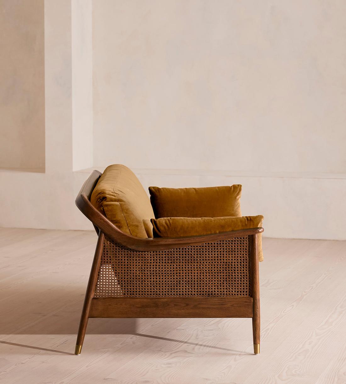 Atlanta Three Seater Sofa - Velvet - Mustard - US - Images - Image 3