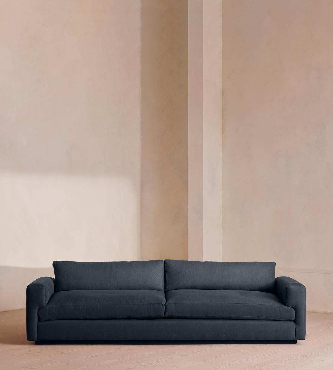 Mossley Four Seater Sofa - Linen - Prussian Blue - US - Listing - Image 1