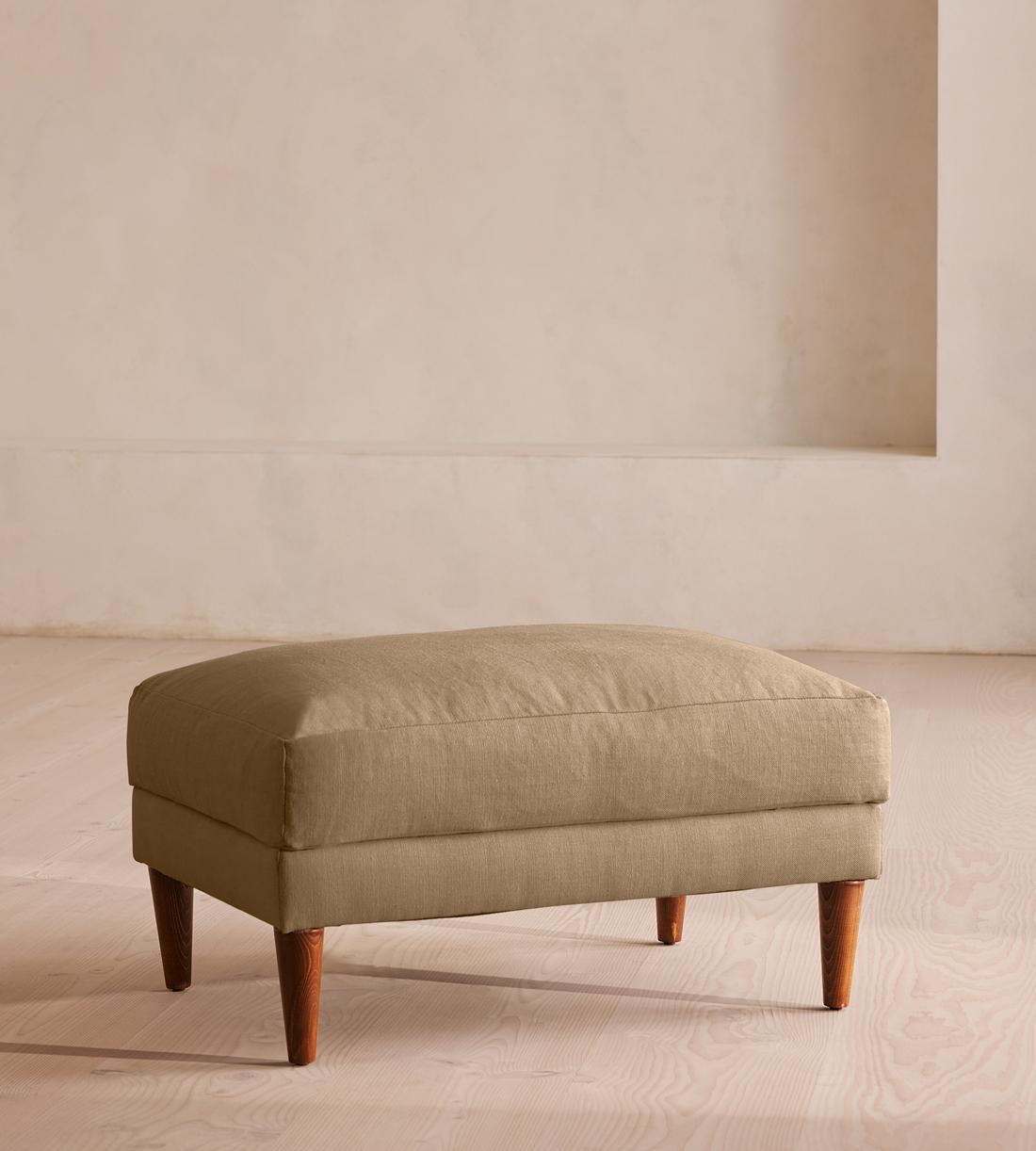 Reya Ottoman - Linen - Wheat - Listing - Image 1