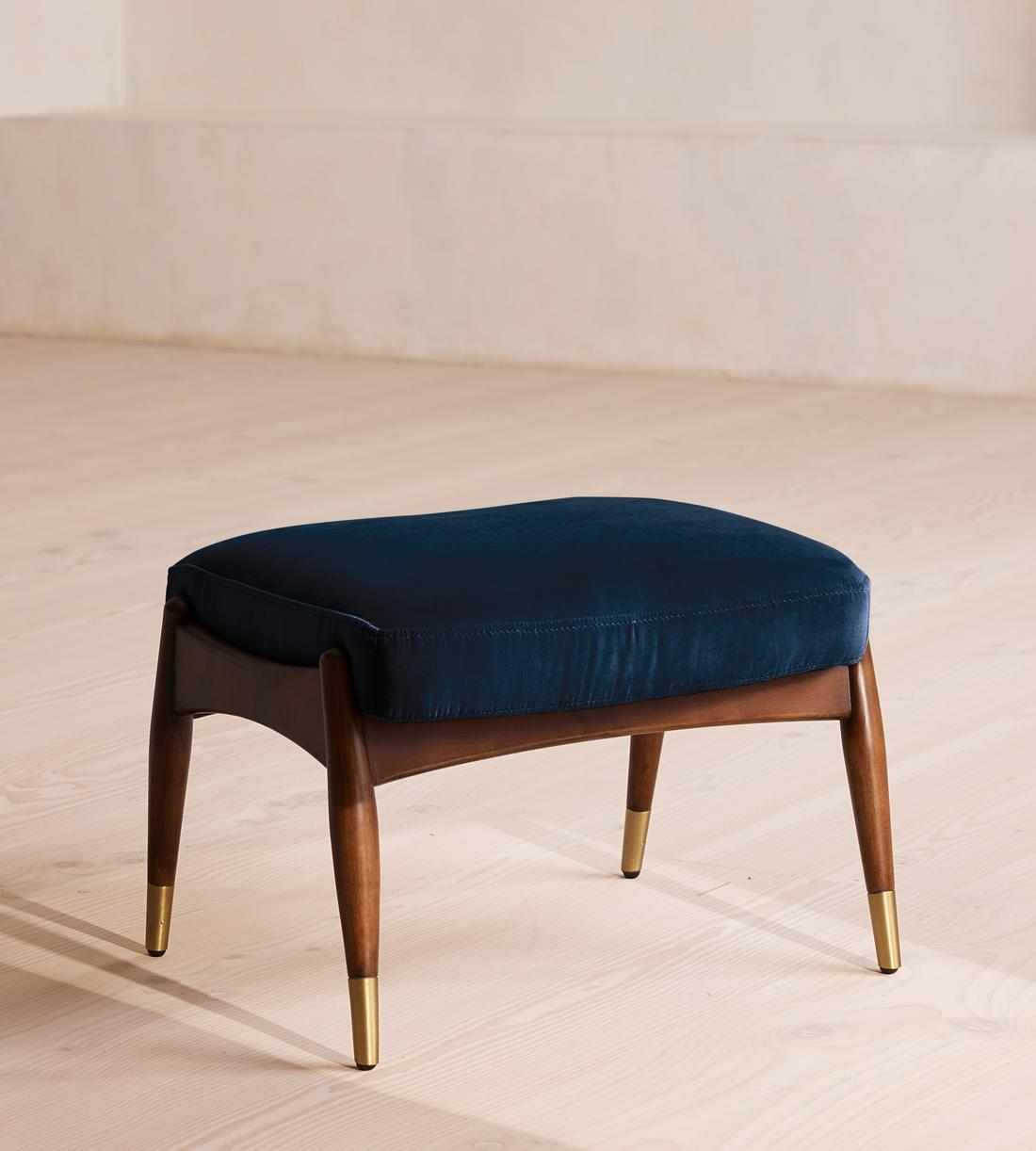 Theodore Footstool - Velvet - Royal Blue - US - Listing - Image 1