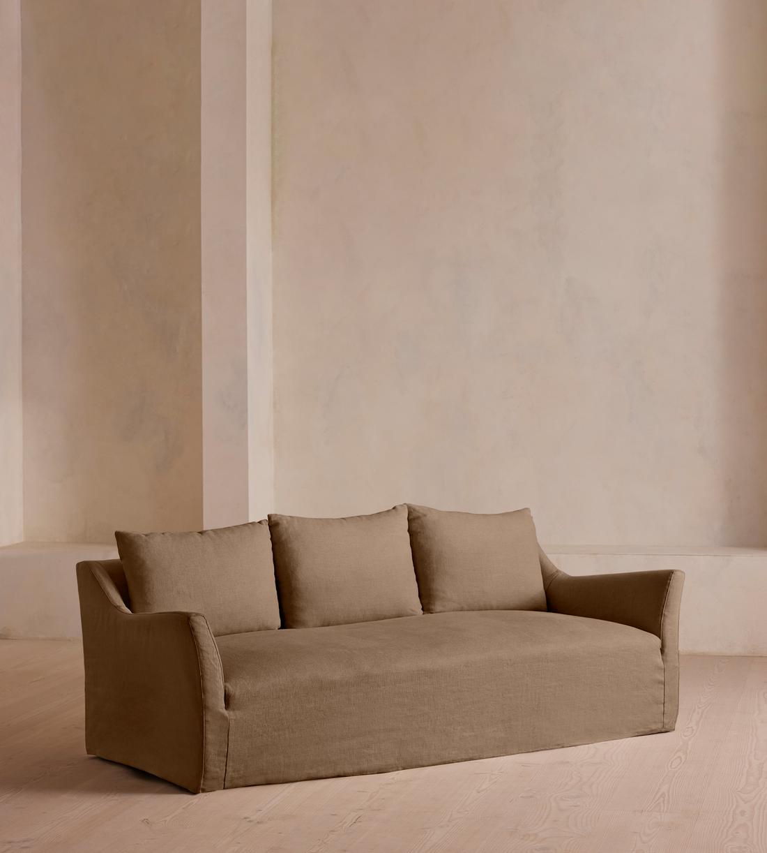 Roma Three Seater Sofa - Linen - Ochre - US - Listing - Image 1