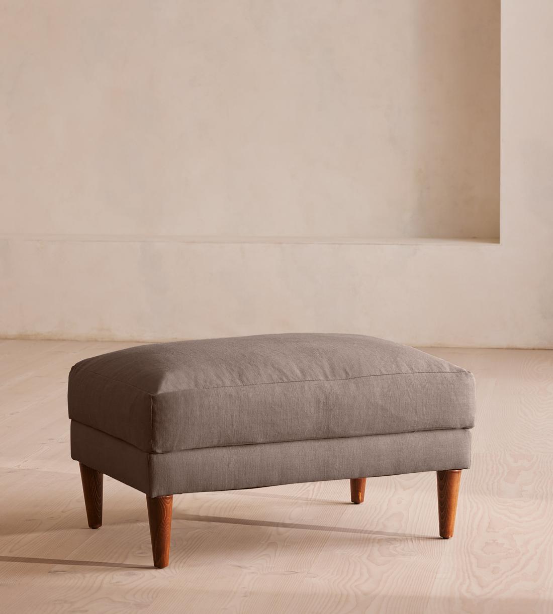 Reya Ottoman - Linen - Mushroom - Listing - Image 1