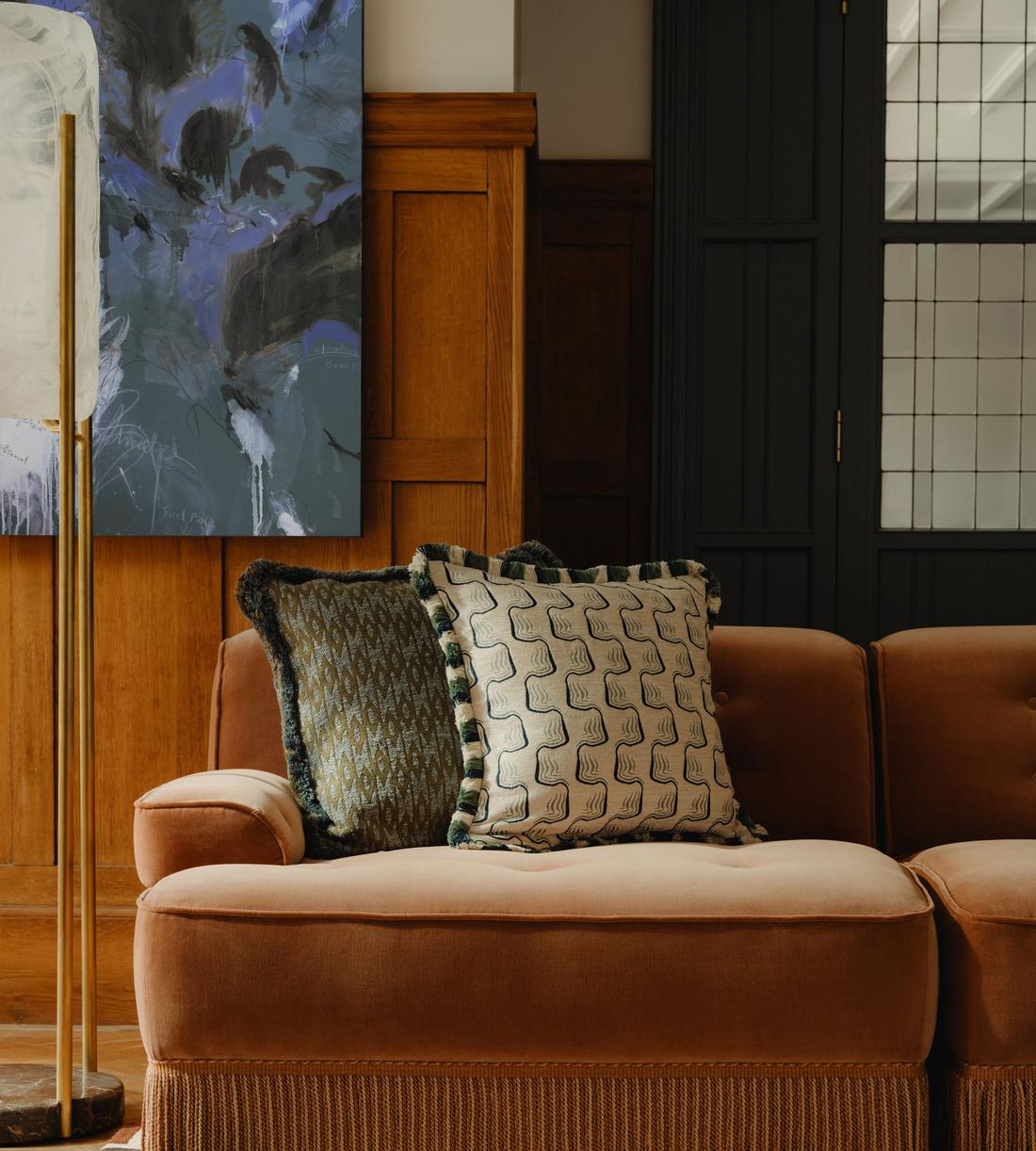 Elowen Sectional Sofa - Four Seater - Velvet - Rust US - Lifestyle - Image 1