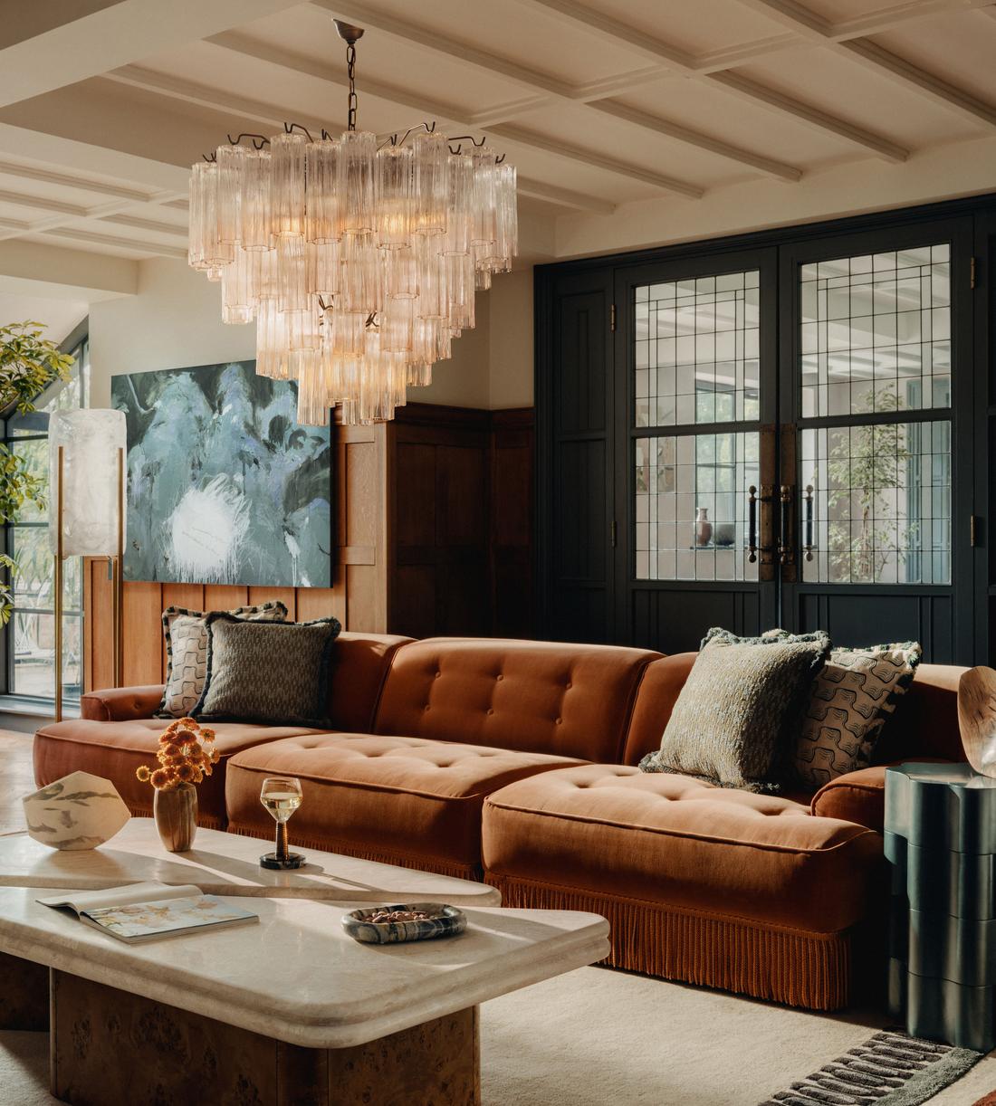 Elowen Sectional Sofa - Four Seater - Velvet - Rust US - Lifestyle - Image 2
