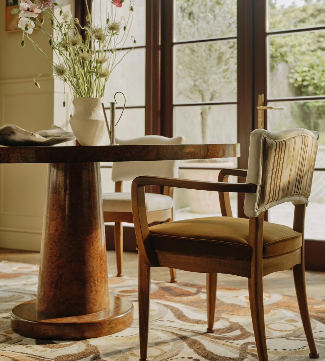 Charleston Dining Chair With Arms - Velvet - Mustard - Lifestyle - Image 1