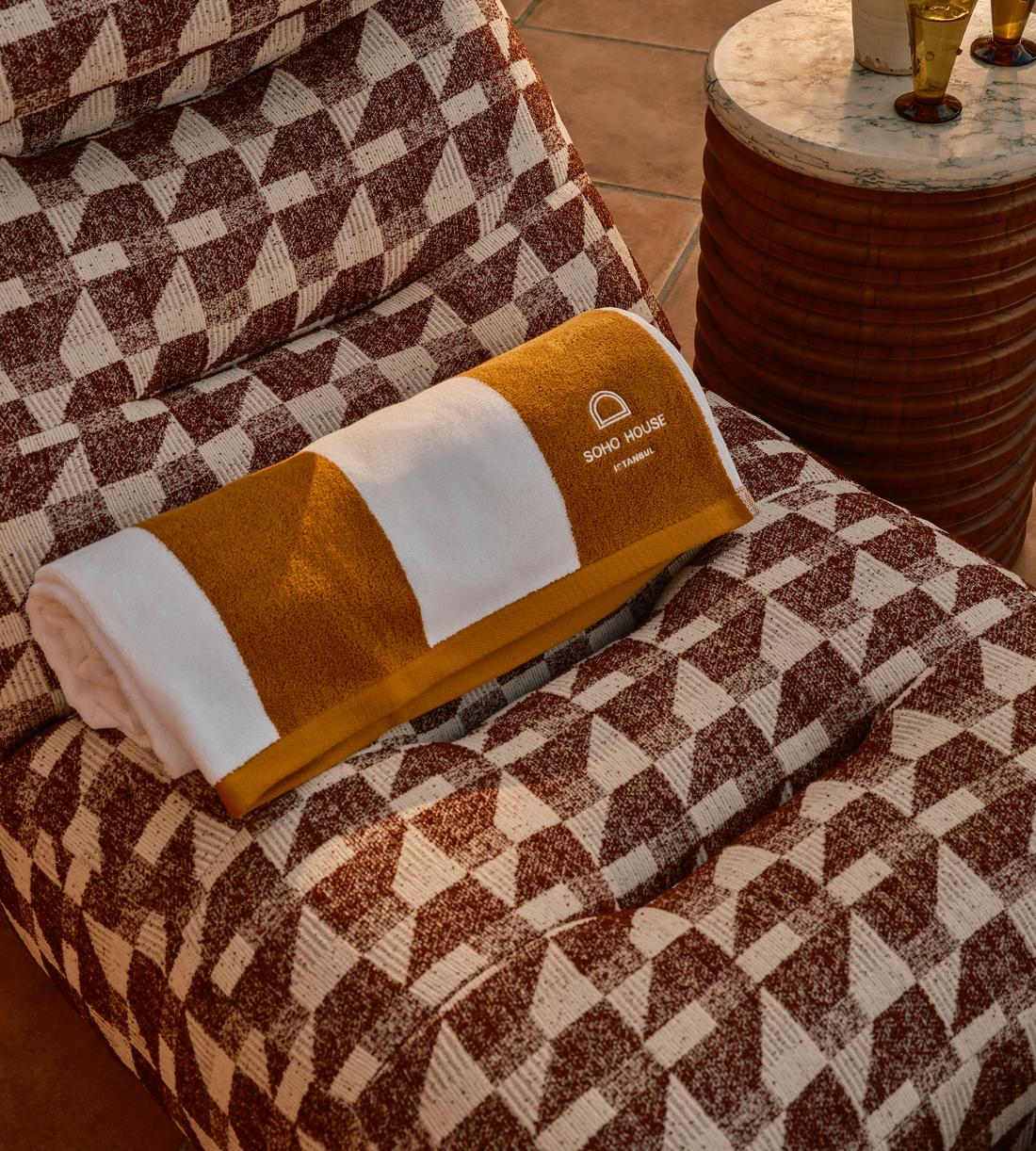 Celia Outdoor Sunlounger - Geometric - Maroon - Lifestyle - Image 2