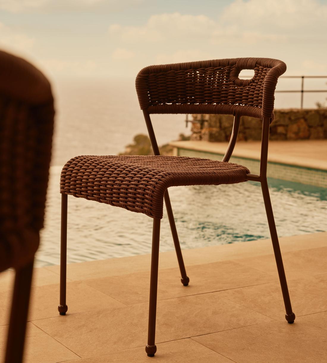 Pair of Lisson Outdoor Dining Chairs - Bordeaux - Lifestyle - Image 1