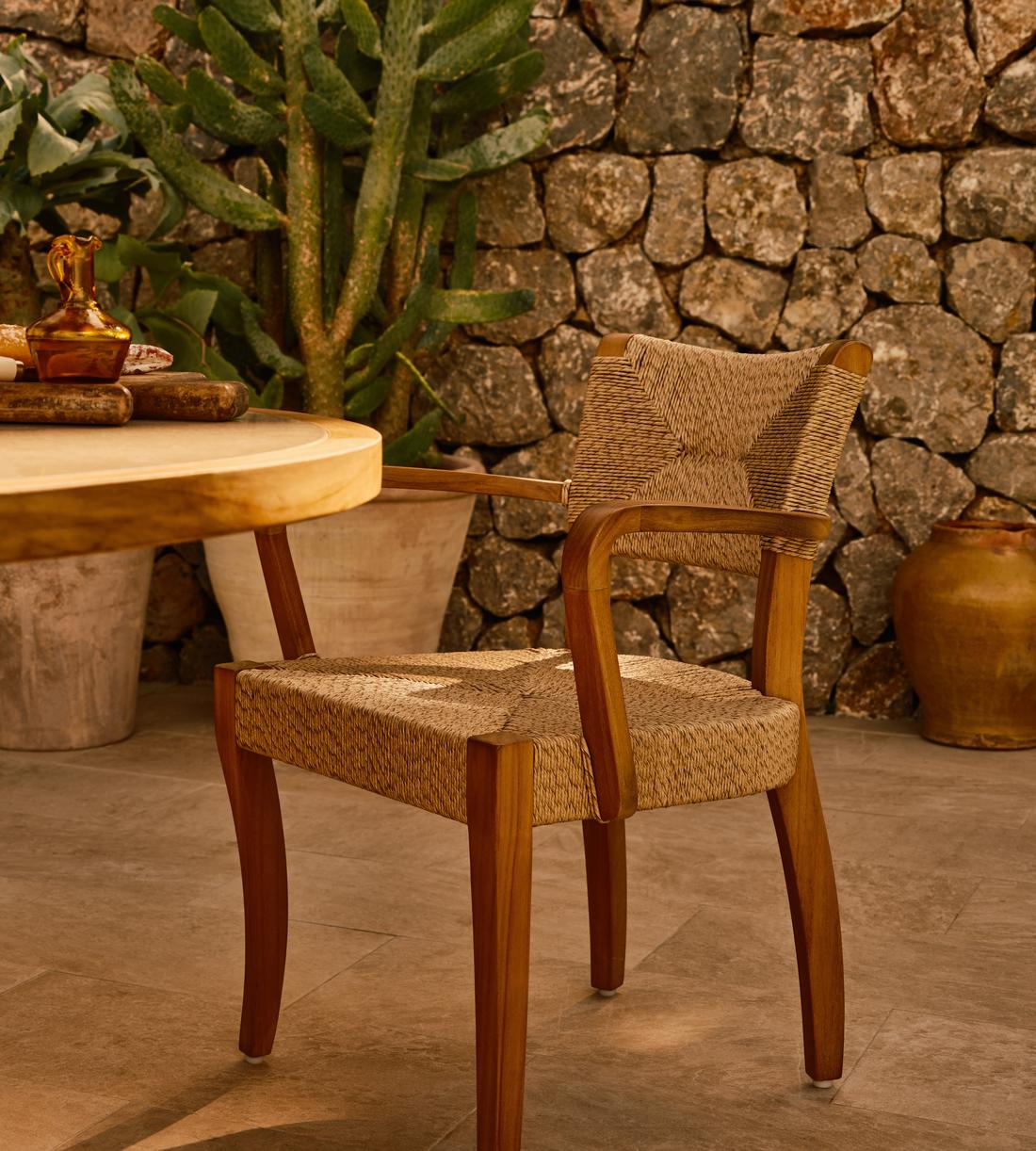 Molina Outdoor Dining Chair - Natural - Lifestyle - Image 1