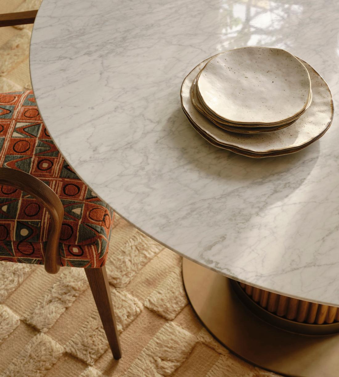 Murcell Round Dining Table - Carrara Marble - Lifestyle - Image 2