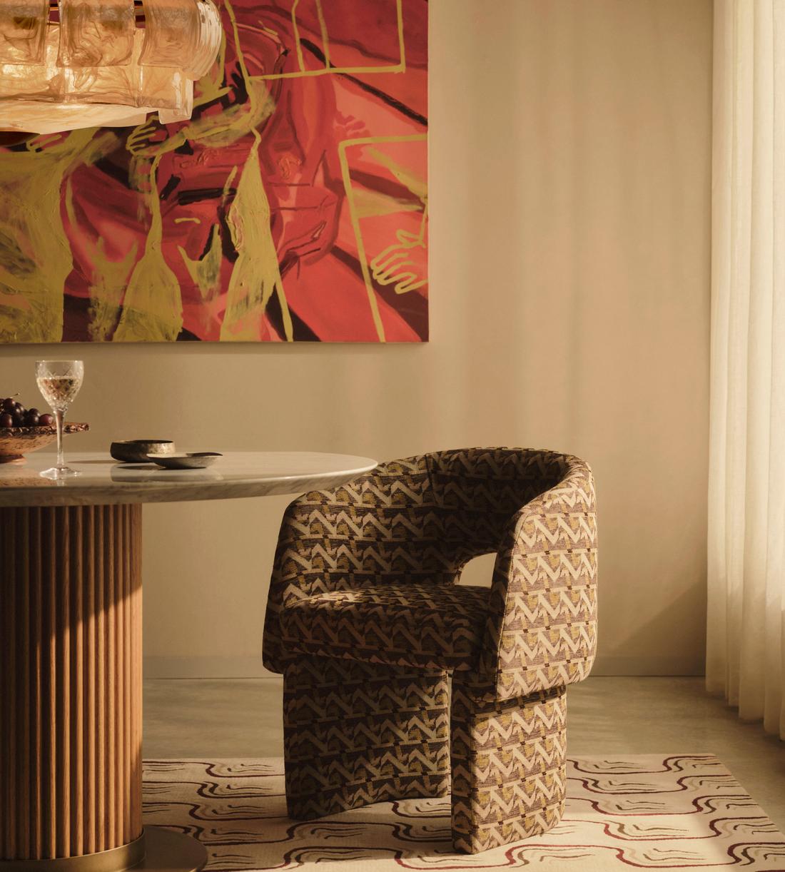 Morrell Dining Chair - Fulton Jacquard - Sage - UK - Lifestyle - Image 1