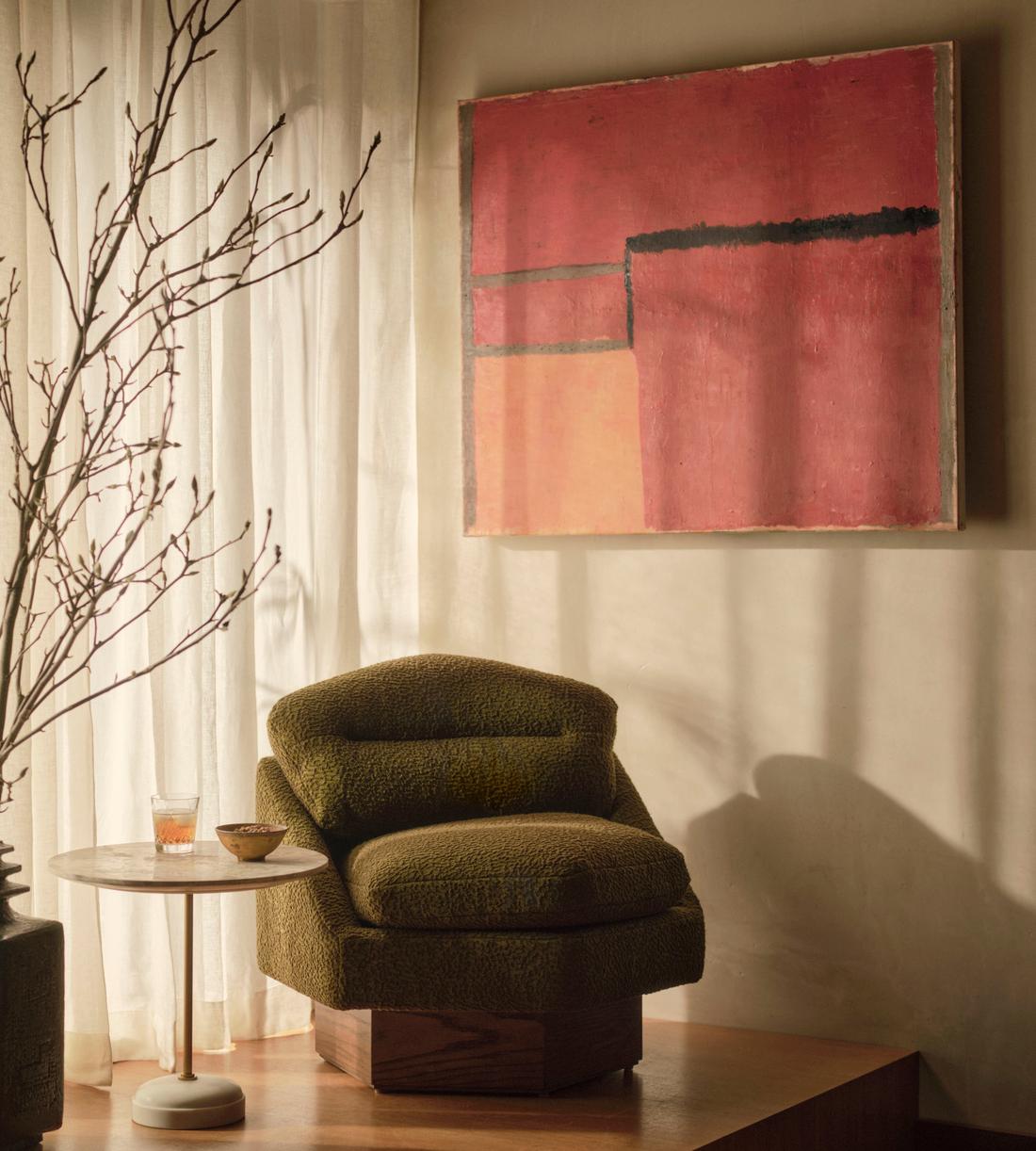 Mila Armchair - Boucle Jacquard - Olive - US - Lifestyle - Image 1