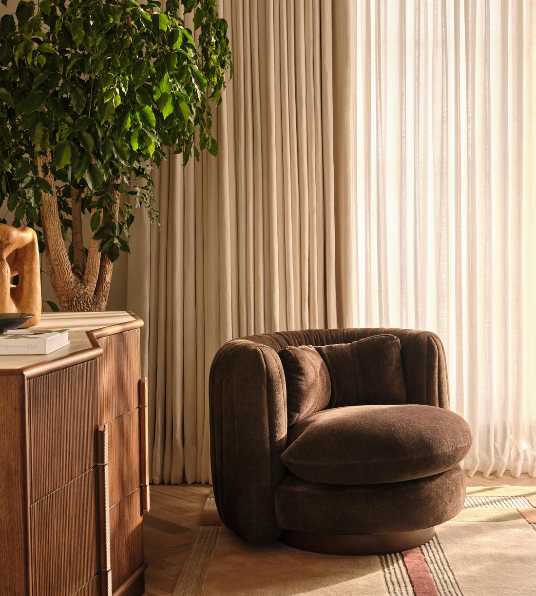 Vivienne Armchair - Linen Chenille - Chocolate - US - Lifestyle - Image 1