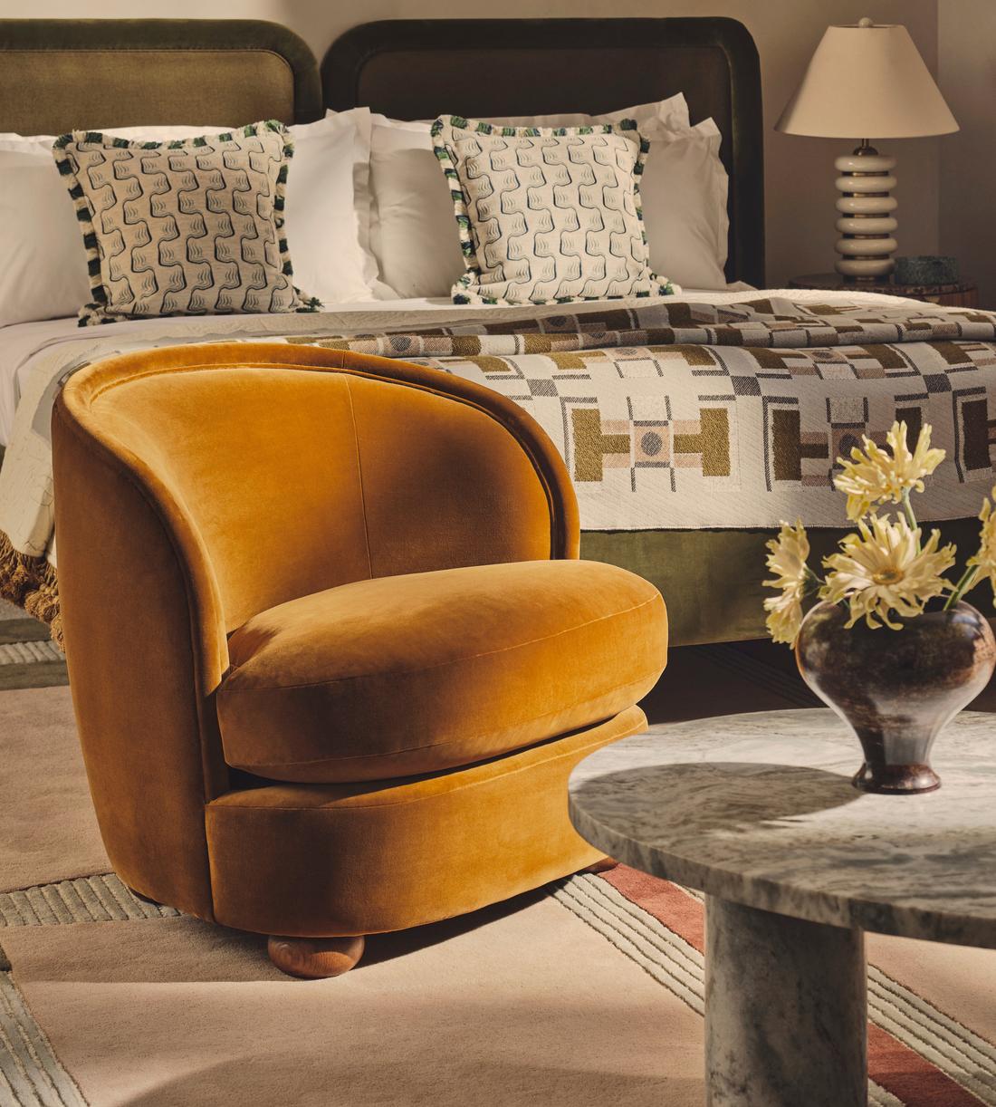 Blair Tub Armchair - Velvet - Mustard - US - Lifestyle - Image 1