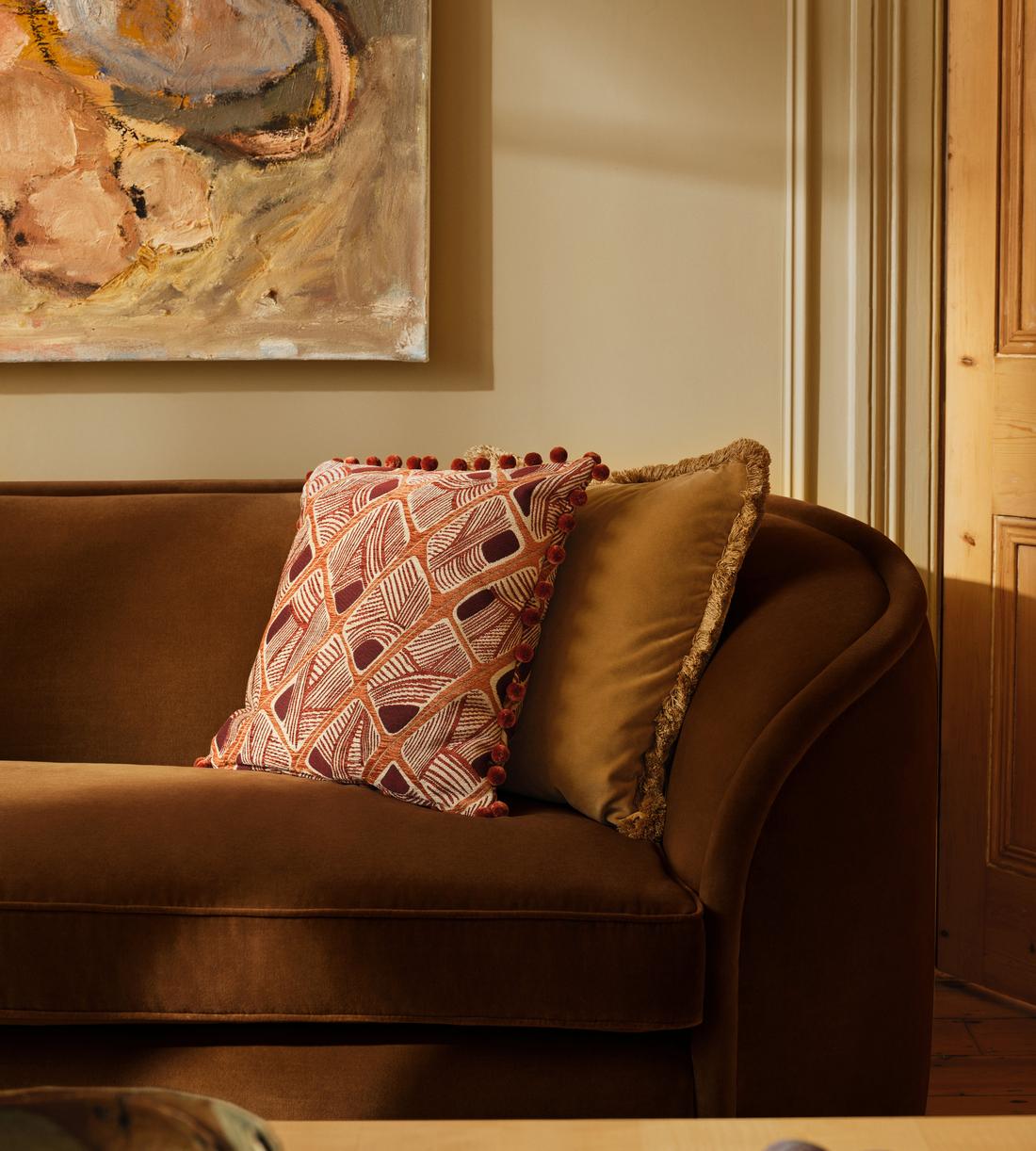 Conall Three Seater Sofa - Velvet - Chocolate - US - Lifestyle - Image 3
