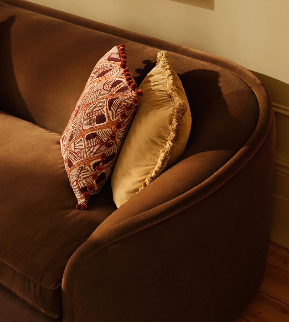 Conall Three Seater Sofa - Velvet - Chocolate - US - Lifestyle - Image 4