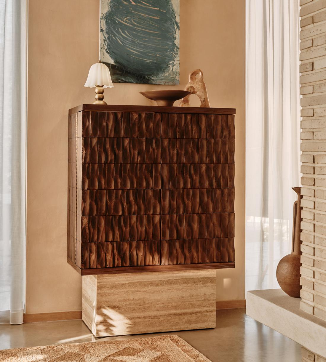 Alani Bar Cabinet - Travertine - UK - Lifestyle - Image 1