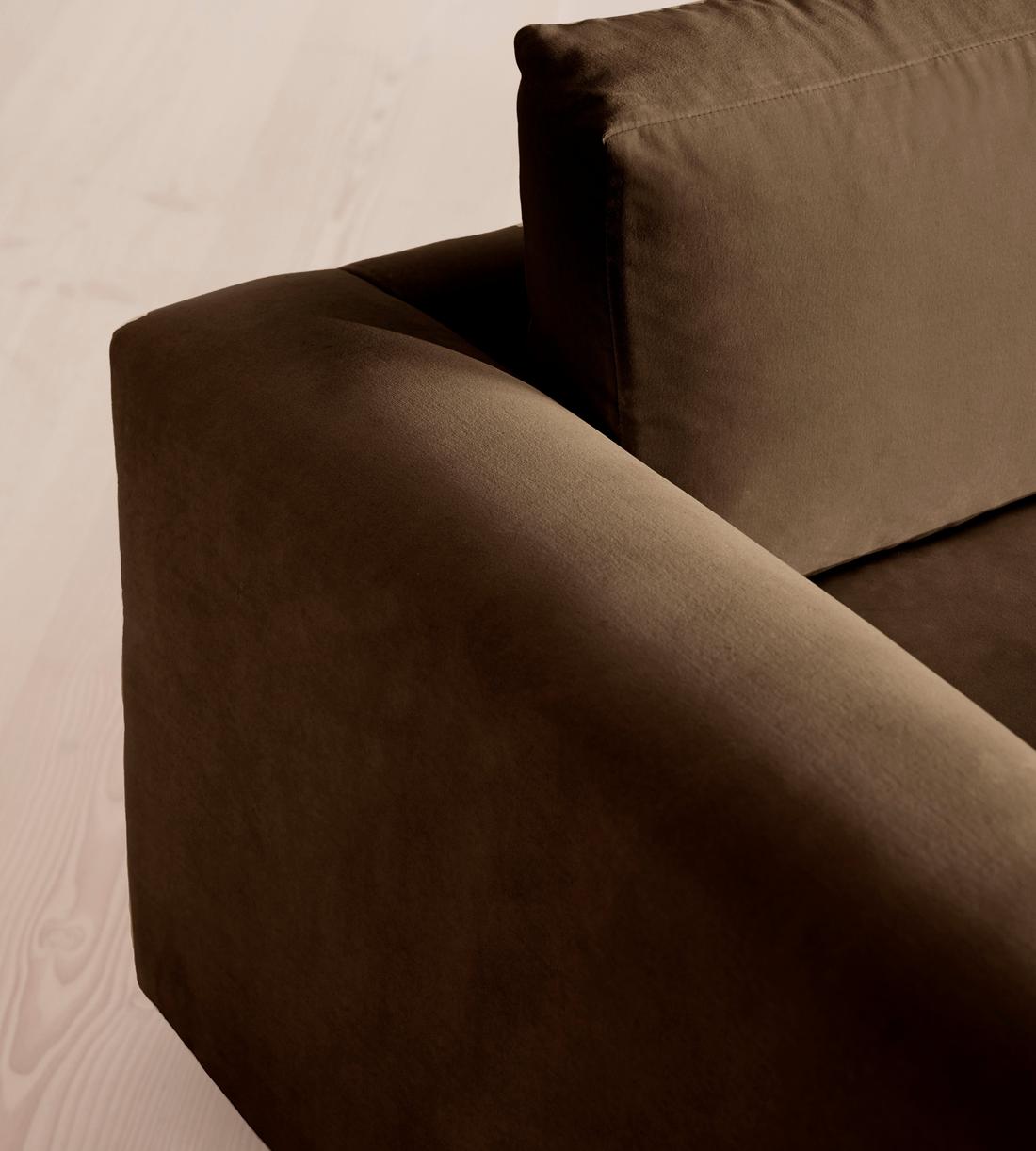 Mossley Four Seater Sofa - Velvet - Chocolate Brown - Images - Image 5