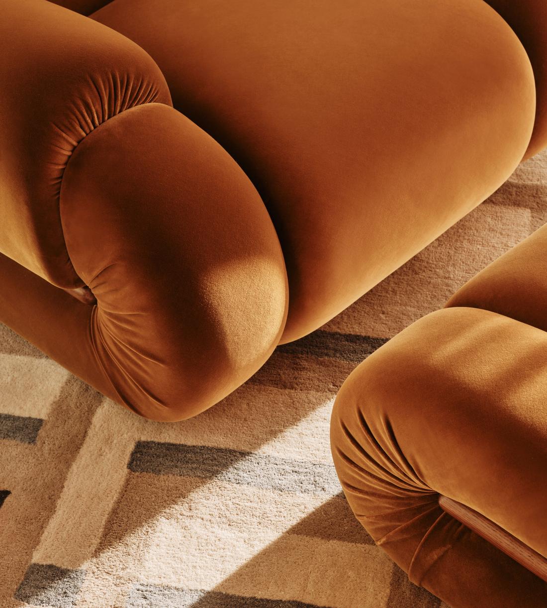 Umbria Footstool - Velvet - Mustard - UK - Lifestyle - Image 3