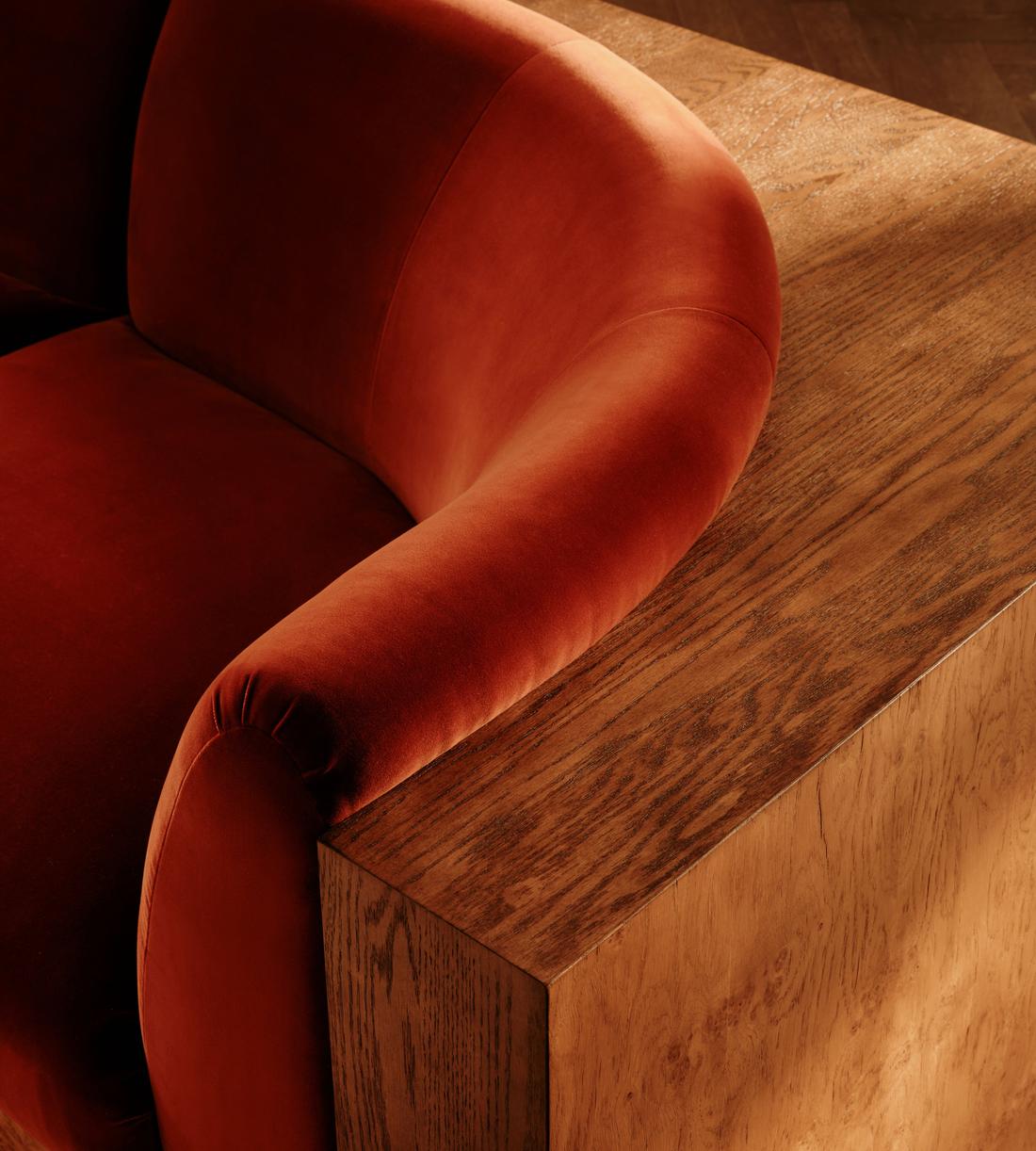 Carter Three Seater Sofa - Velvet - Rust - US - Lifestyle - Image 2