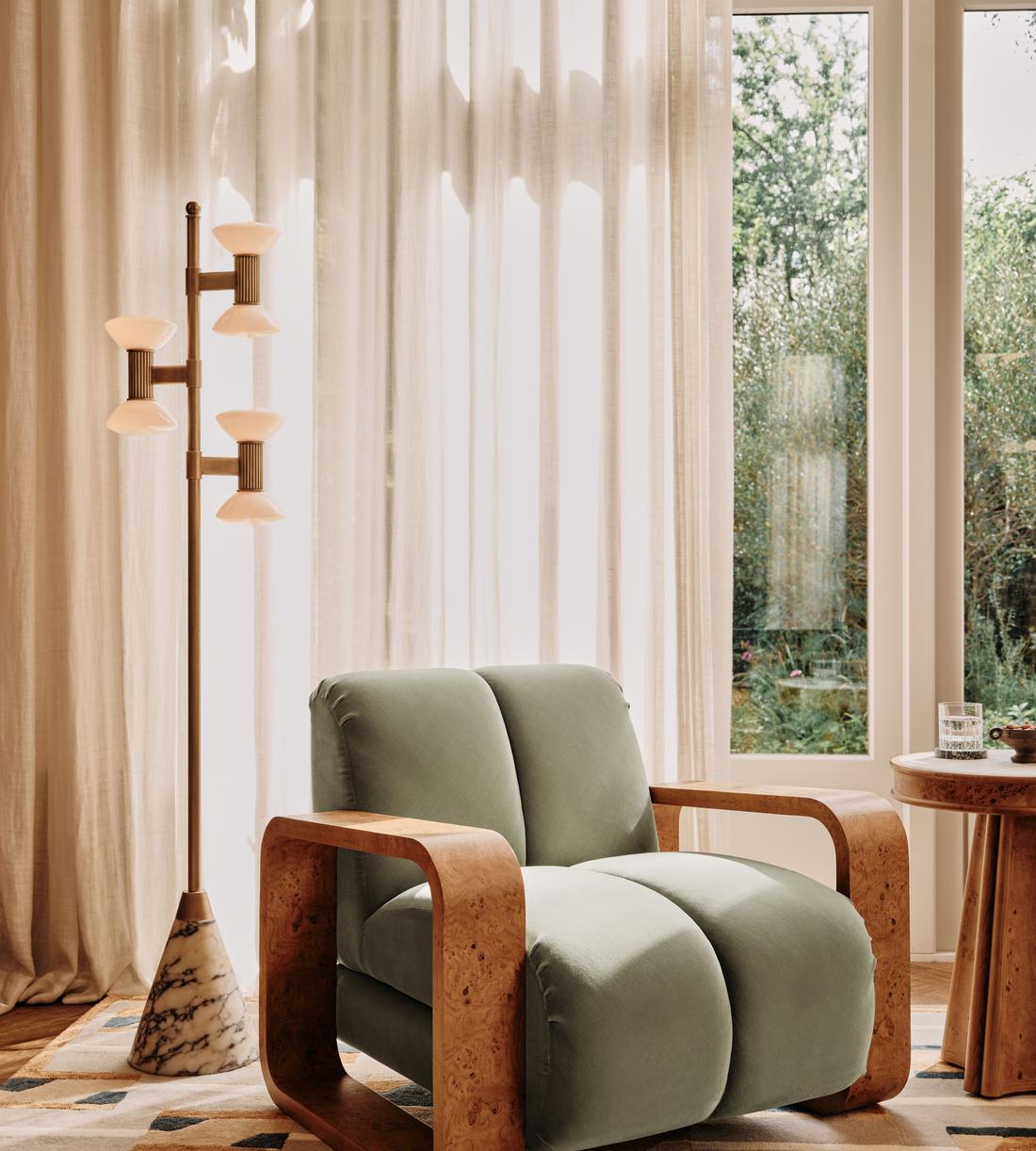 Blake Armchair - Velvet - Seafoam - UK - Lifestyle - Image 1