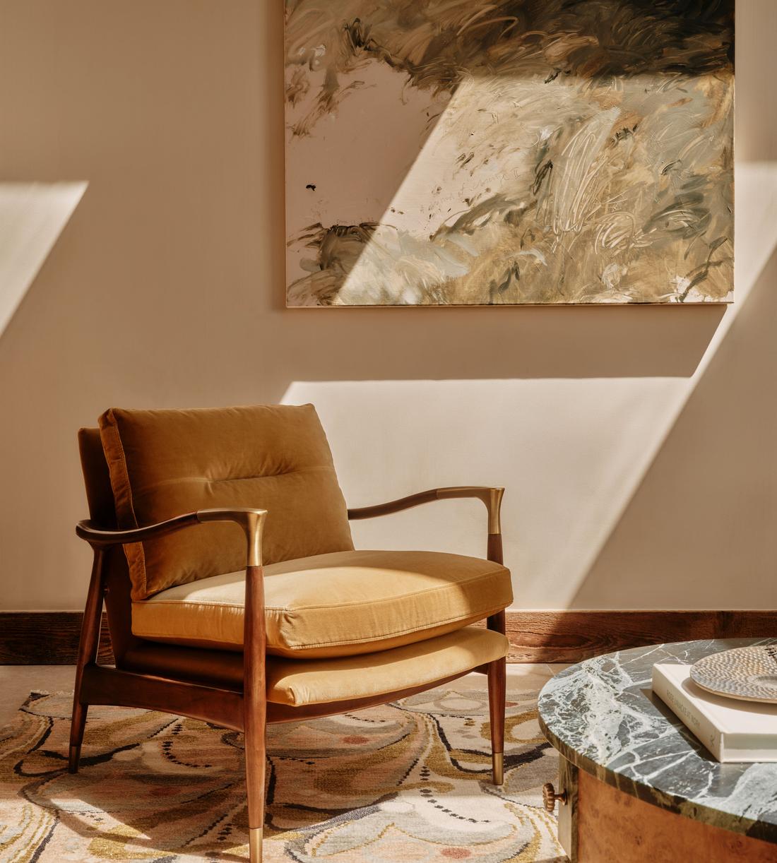 Theodore Armchair - Velvet - Mustard - UK - Lifestyle - Image 1