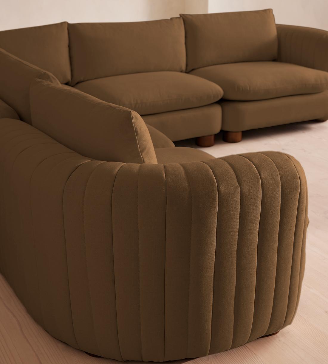 Vivienne Sectional Corner Sofa - Linen - Ochre - US - Images - Image 4