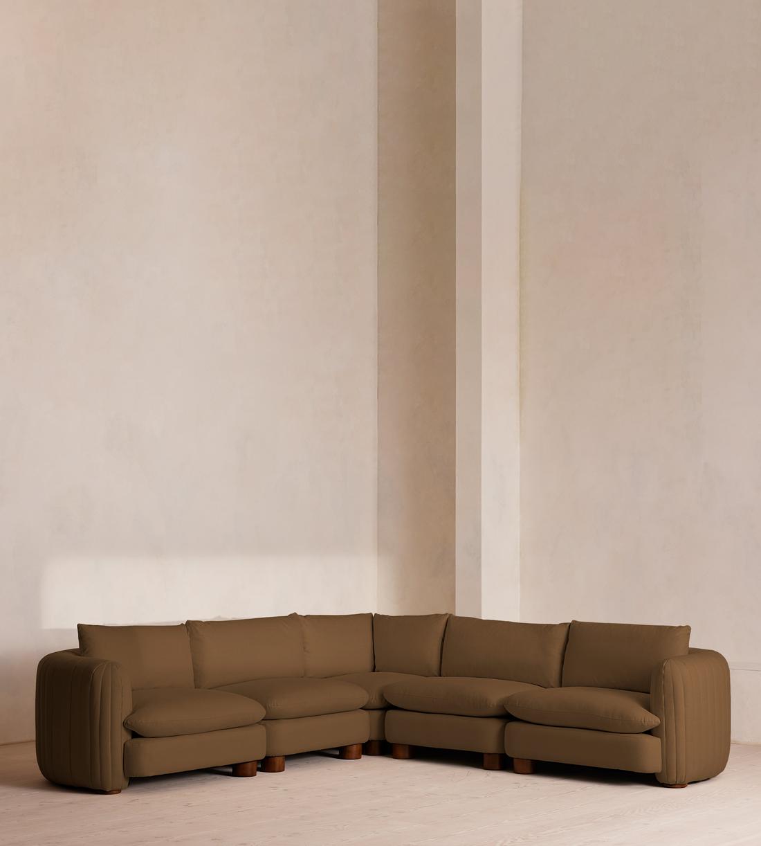 Vivienne Sectional Corner Sofa - Linen - Ochre - US - Listing - Image 1