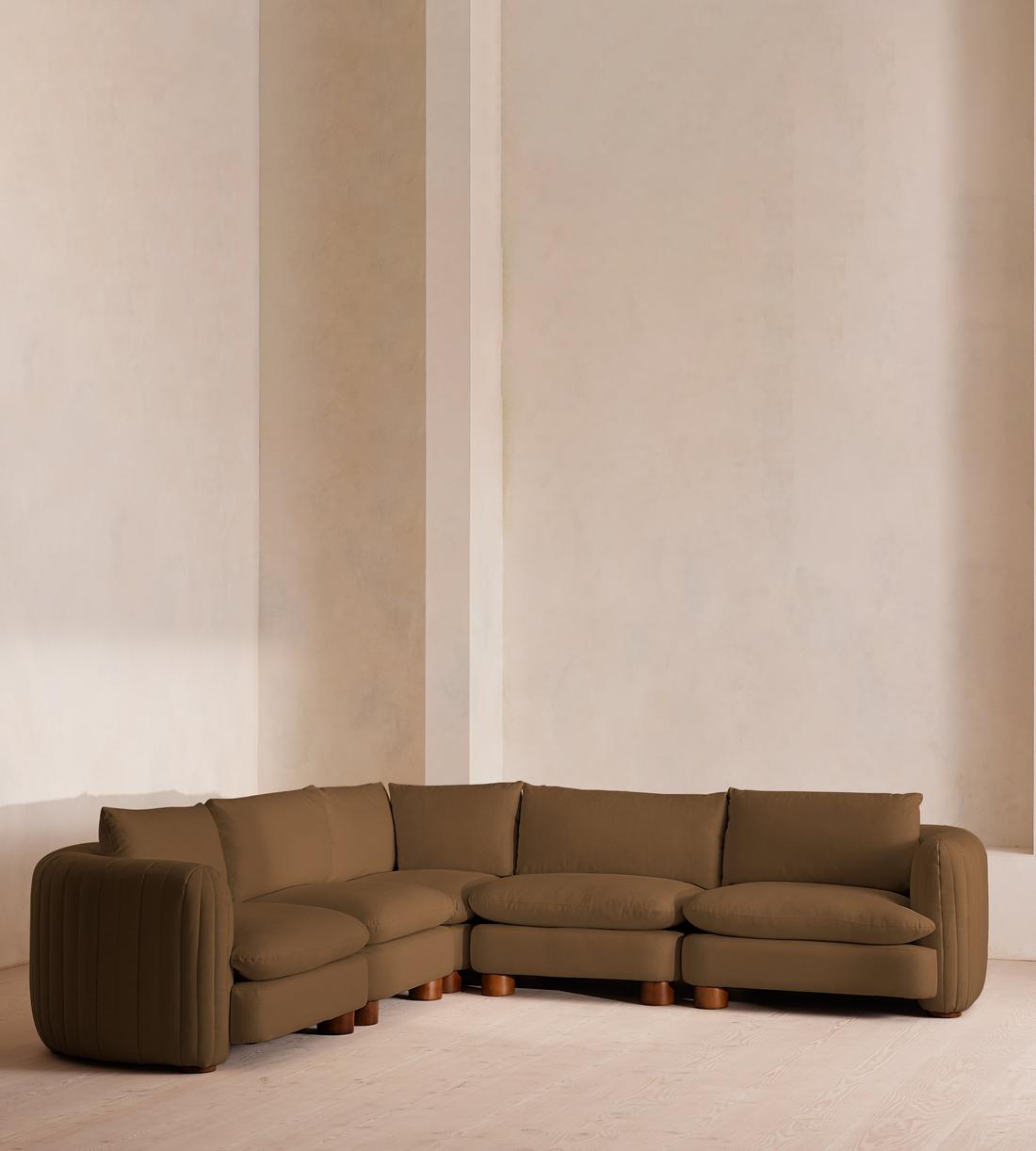 Vivienne Sectional Corner Sofa - Linen - Ochre - US - Listing - Image 2