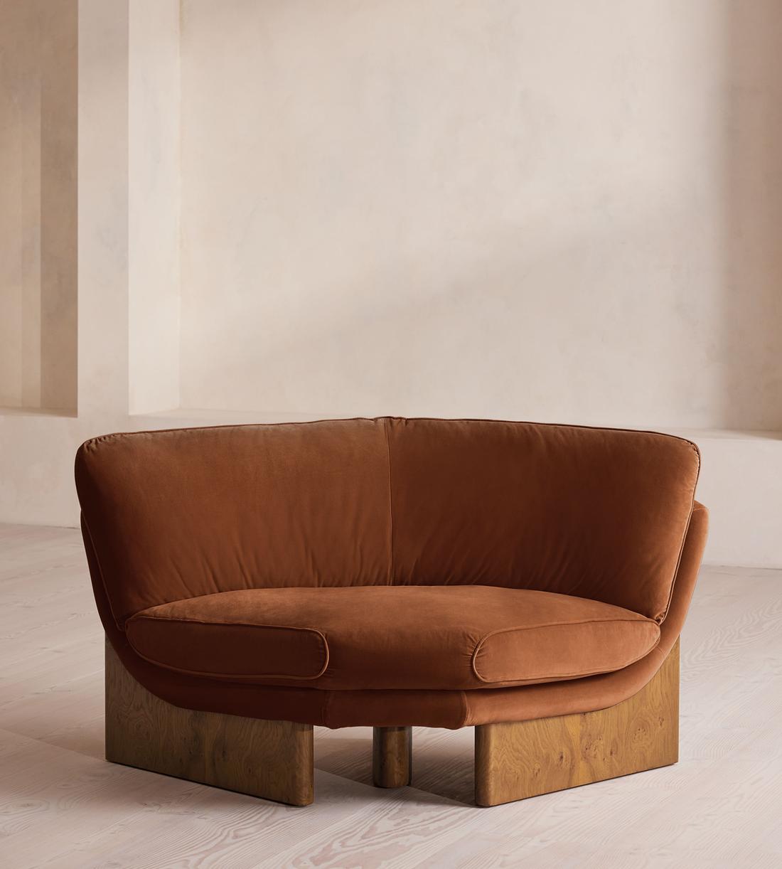 Tellis Corner Chair - Velvet - Cinnamon - UK - Listing - Image 1