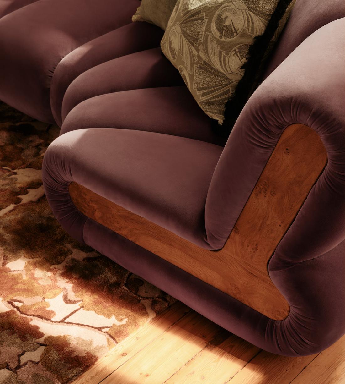 Noelle Modular Curved Armchair - Velvet - Aubergine - UK - Lifestyle - Image 4