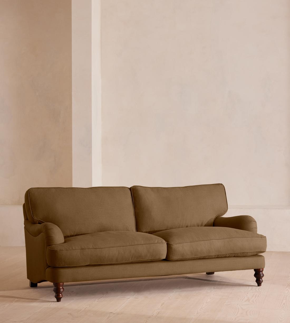 Arundel Three Seater Sofa - Linen - Ochre - Lifestyle - Image 1