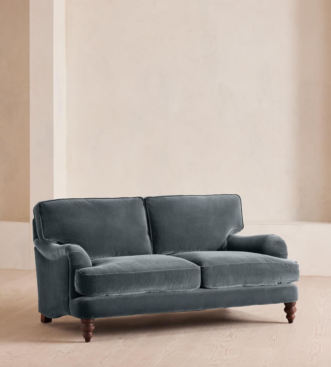 Arundel Two Seater Sofa - Velvet - Grey Blue - Lifestyle - Image 1